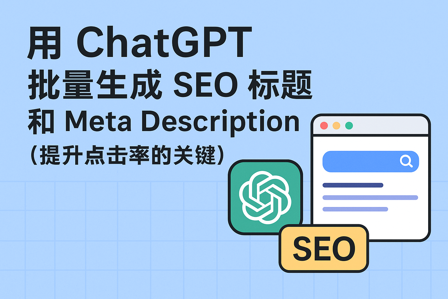 用 ChatGPT 批量生成 SEO 标题和 Meta Description(提升点击率的关键)顶部背景图
